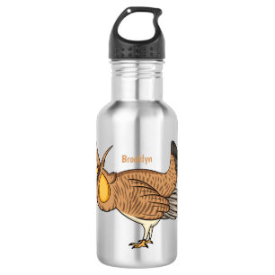 Greater prairie chicken cartoon illustration 532 ml water bottle