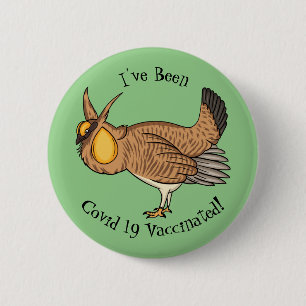 Greater prairie chicken cartoon illustration 6 cm round badge