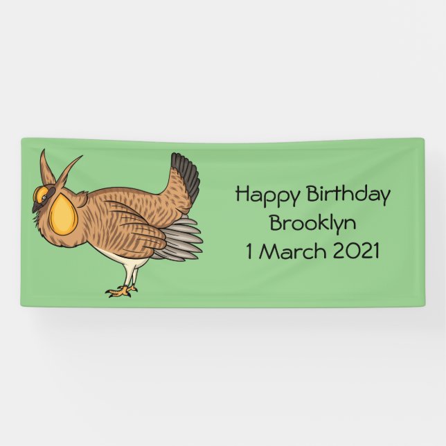Greater prairie chicken cartoon illustration banner (Horizontal)