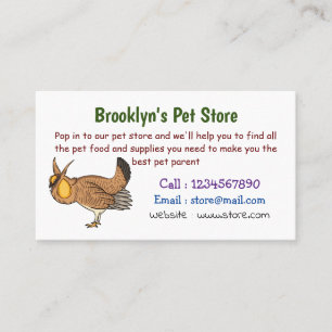 Greater prairie chicken cartoon illustration business card