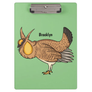 Greater prairie chicken cartoon illustration clipboard