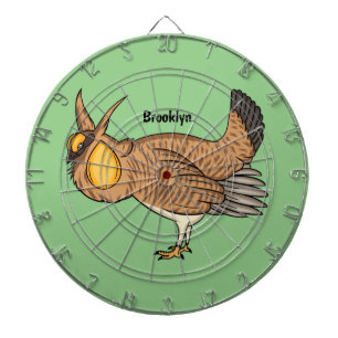 Greater prairie chicken cartoon illustration  dartboard