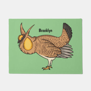 Greater prairie chicken cartoon illustration doormat