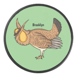 Greater prairie chicken cartoon illustration hockey puck