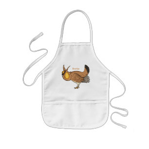 Greater prairie chicken cartoon illustration kids apron