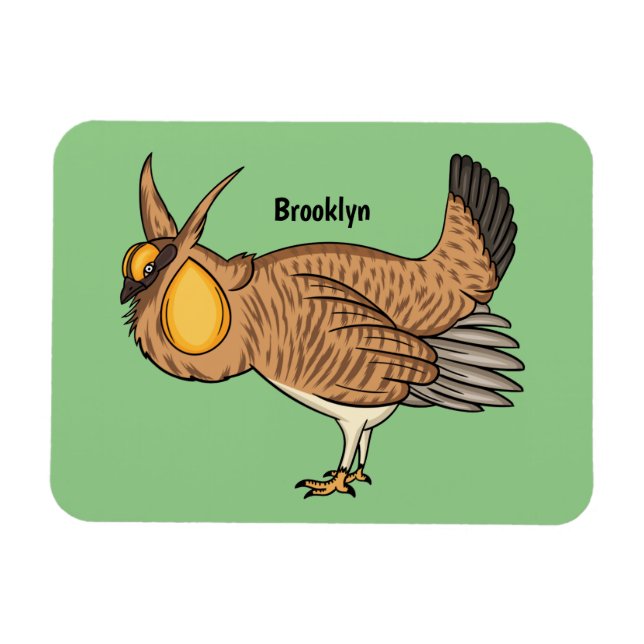 Greater prairie chicken cartoon illustration magnet (Horizontal)