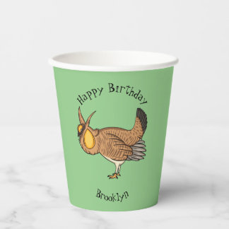 Greater prairie chicken cartoon illustration paper cups