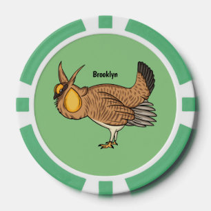Greater prairie chicken cartoon illustration poker chips