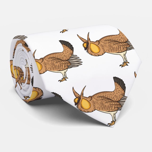 Greater prairie chicken cartoon illustration tie (Rolled)