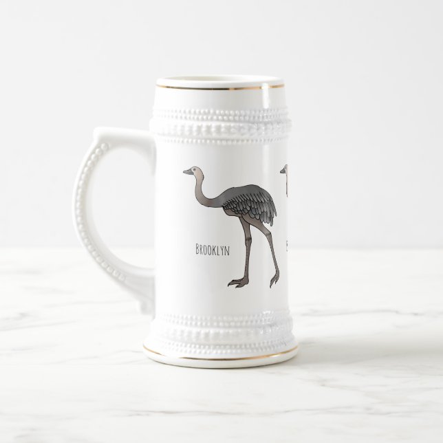 Greater rhea bird cartoon illustration  beer stein (Left)