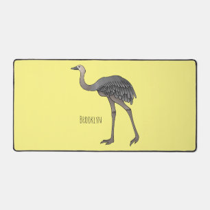 Greater rhea bird cartoon illustration desk mat