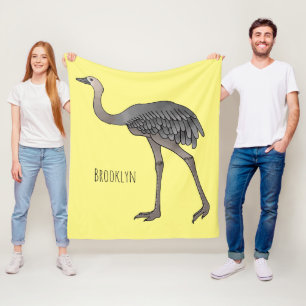 Greater rhea bird cartoon illustration fleece blanket