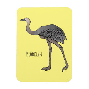 Greater rhea bird cartoon illustration magnet
