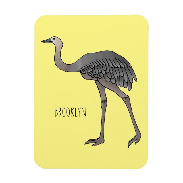 Greater rhea bird cartoon illustration  magnet (Vertical)
