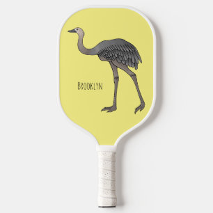 Greater rhea bird cartoon illustration  pickleball paddle