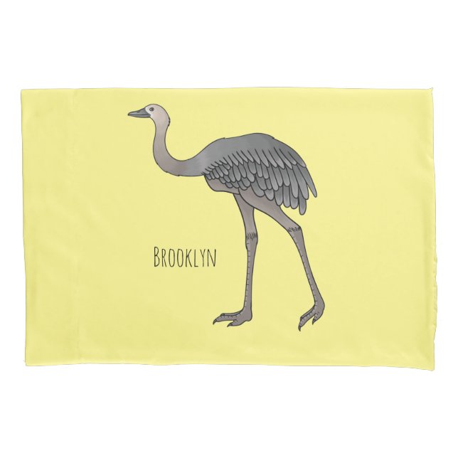 Greater rhea bird cartoon illustration pillowcase (Front)