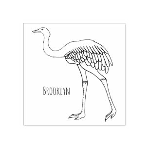Greater rhea bird cartoon illustration  rubber stamp