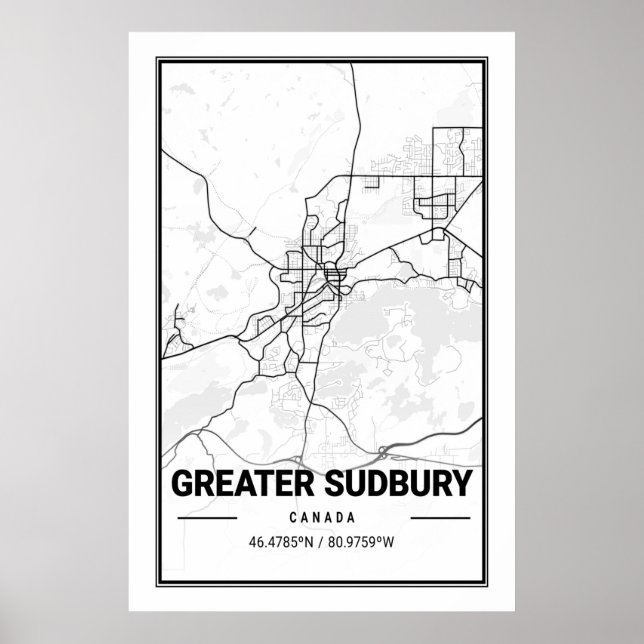Greater Sudbury Ontario Canada  Travel City Map Poster (Front)