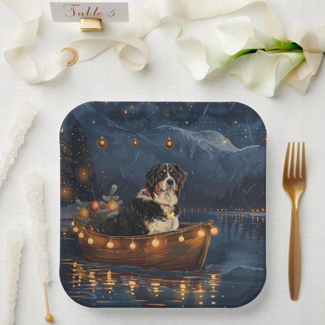 Greater Swiss Mountain Christmas Festive Voyage Paper Plate (Wedding)