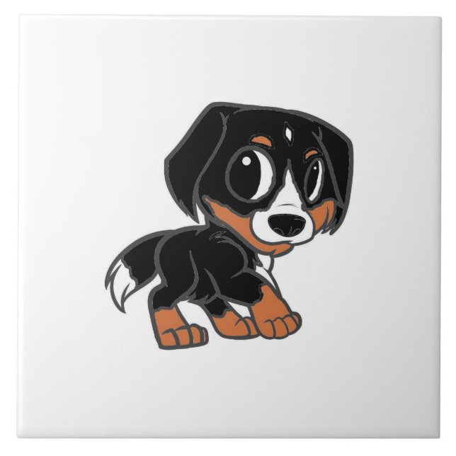 greater swiss mountain dog cartoon tile (Front)