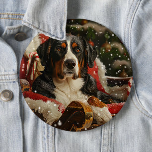 Greater Swiss Mountain Dog Christmas Festive 6 Cm Round Badge