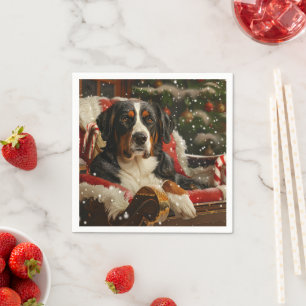 Greater Swiss Mountain Dog Christmas Festive Napkin