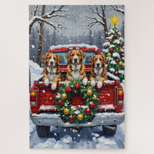Greater Swiss Mountain Dog Christmas Red Truck Jigsaw Puzzle
