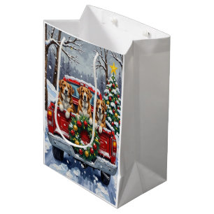 Greater Swiss Mountain Dog Christmas Red Truck Medium Gift Bag