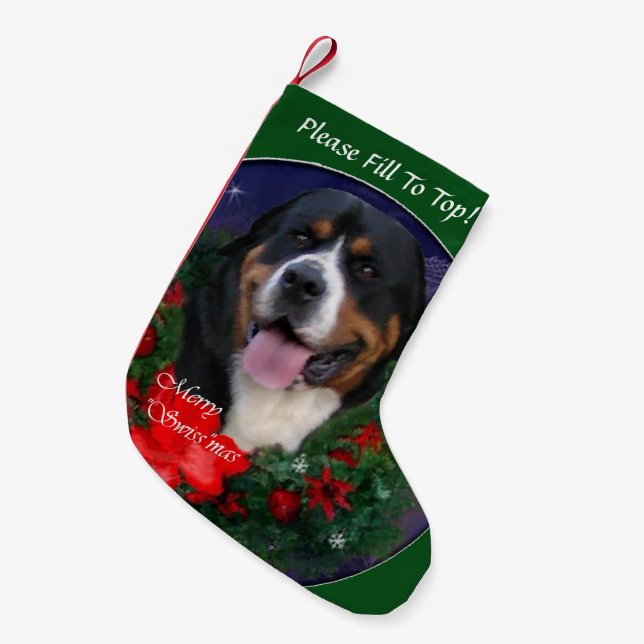 Greater Swiss Mountain Dog Christmas Small Christmas Stocking (Front (Hanging))
