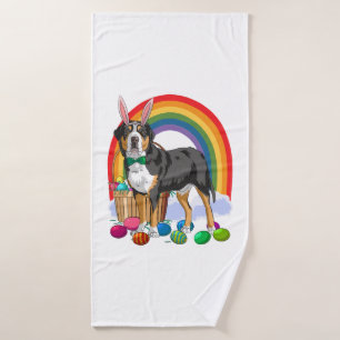 Greater Swiss Mountain Dog Easter Eggs Bunny Bath Towel