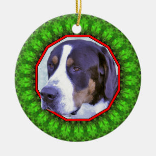 Greater Swiss Mountain Dog Happy Howliday Ceramic Tree Decoration