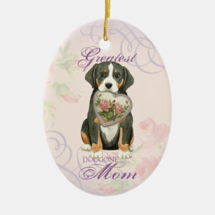 Greater Swiss Mountain Dog Heart Mum Ceramic Ornam Tree Decoration