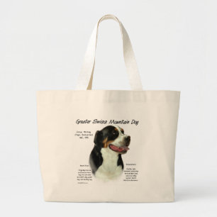 Greater Swiss Mountain Dog History Design Large Tote Bag