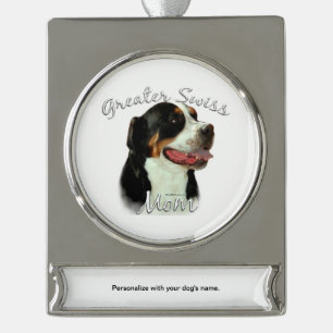 Greater Swiss Mountain Dog Mum 2 Silver Plated Banner Ornament