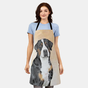 Greater Swiss Mountain Dog Painting - Original Art Apron