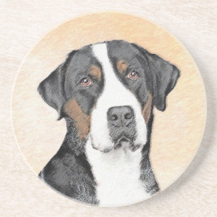 Greater Swiss Mountain Dog Painting - Original Art Coaster