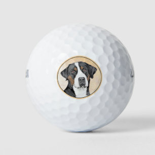 Greater Swiss Mountain Dog Painting - Original Art Golf Balls