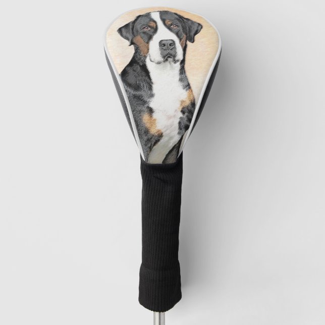 Greater Swiss Mountain Dog Painting - Original Art Golf Head Cover (Front)