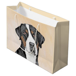 Greater Swiss Mountain Dog Painting - Original Art Large Gift Bag