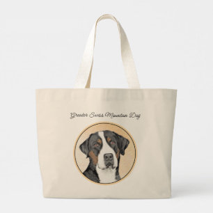 Greater Swiss Mountain Dog Painting Original Art Large Tote Bag