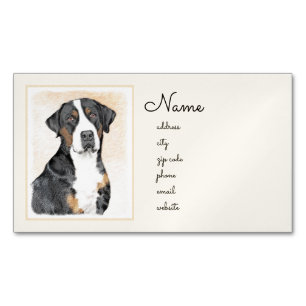 Greater Swiss Mountain Dog Painting - Original Art Magnetic Business Card