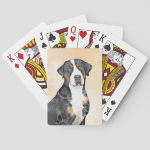 Greater Swiss Mountain Dog Painting - Original Art Playing Cards