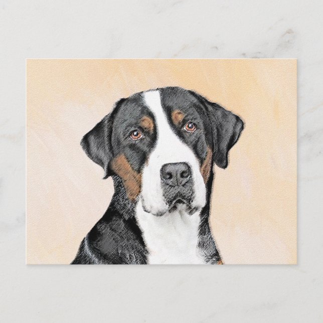 Greater Swiss Mountain Dog Painting - Original Art Postcard (Front)