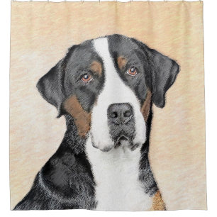 Greater Swiss Mountain Dog Painting - Original Art Shower Curtain