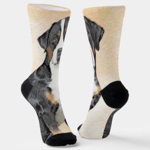 Greater Swiss Mountain Dog Painting - Original Art Socks