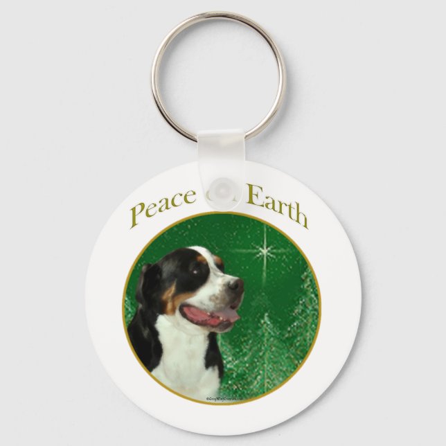 Greater Swiss Mountain Dog Peace Key Ring (Front)