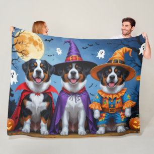 Greater Swiss Mountain Dog Pumpkin Halloween Funny Fleece Blanket