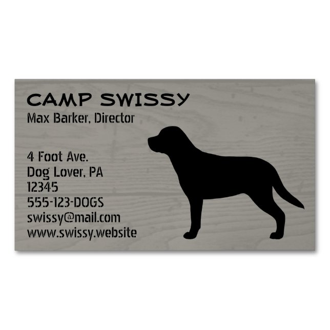 Greater Swiss Mountain Dog Silhouette Swissy Dog Magnetic Business Card (Front)