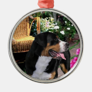 Greater Swiss Mountain Dog Summer Garden Metal Tree Decoration