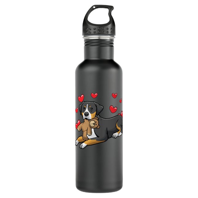 Greater Swiss Mountain Dog With Stuffed Animal 710 Ml Water Bottle (Front)